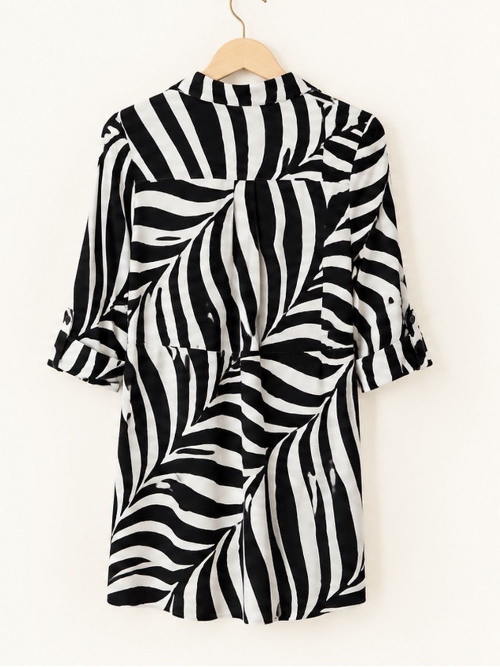 Talbots 1XP Black White Zebra Print Stretch Button Front Popover Mini Dress - Picture 7 of 10